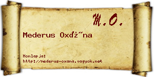 Mederus Oxána névjegykártya